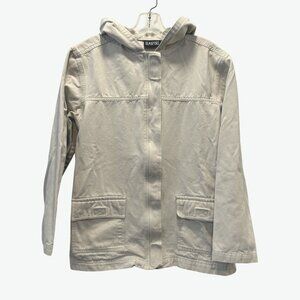 Vintage Canvas‎ Cotton Hooded Jacket Small Cargo Zip hook&loop Neutral Cotton